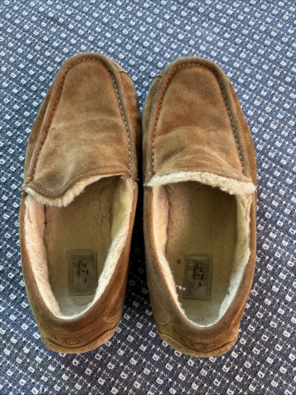 UGG Chestnut Suede Fleece-Lined Slip-On Loafers
